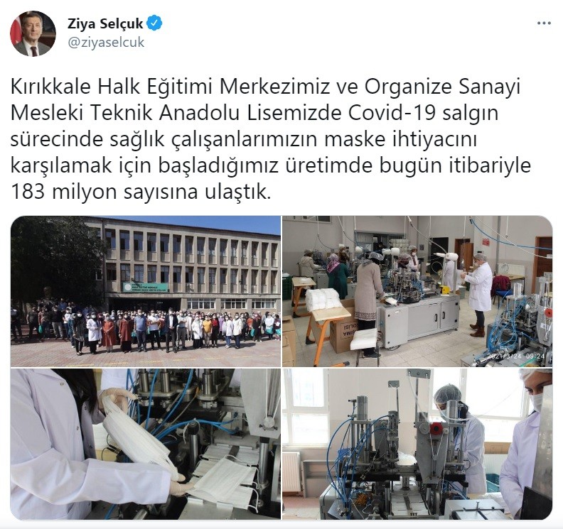 Kırıkkale'de,  183 milyon maske üretildi